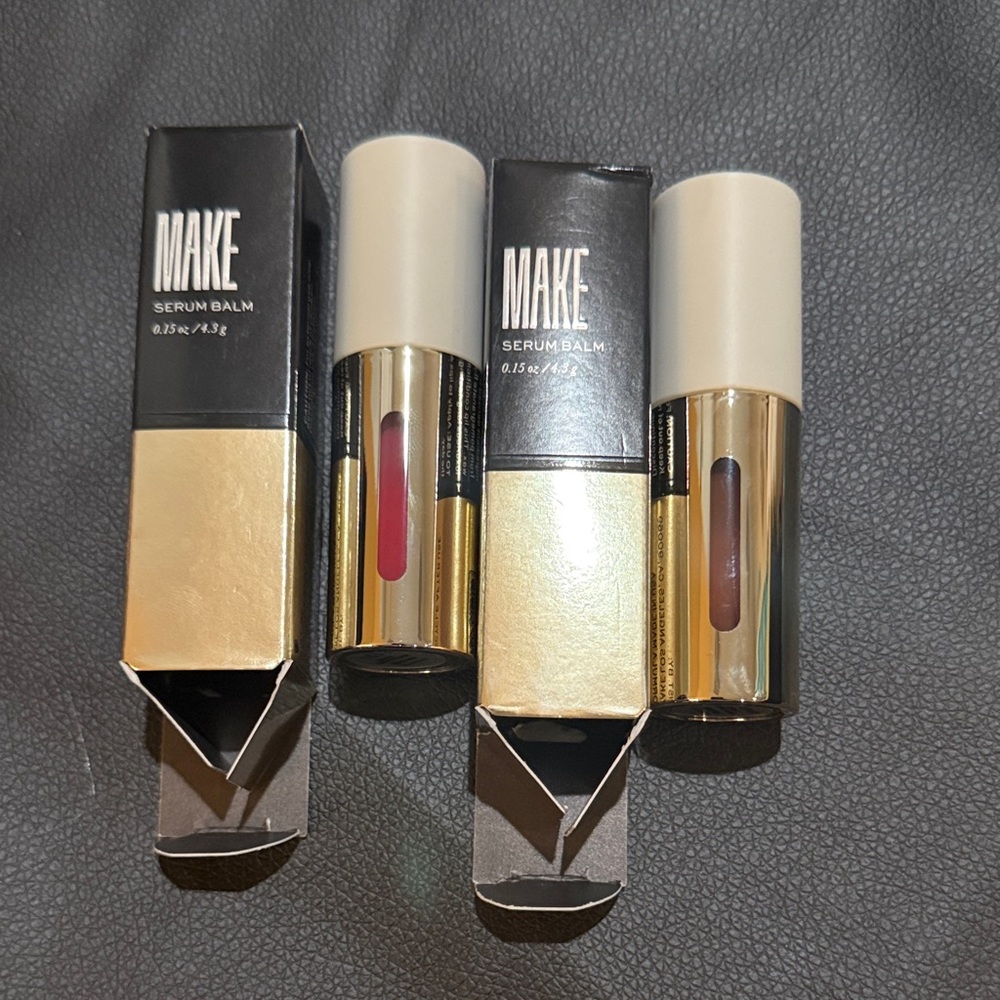 BNIB MAKE Serum Lip Balms, set of 2, pink and nude